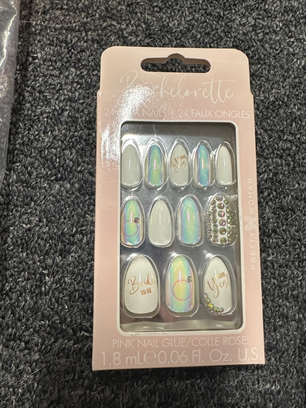 Bachelorette Press-On Nails - White Iridescent Set